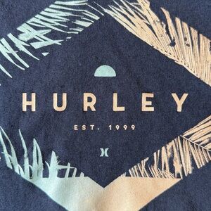 Hurley Diamond Palm Graphic T-Shirt Navy Blue Short Sleeve 100% Cotton Large
